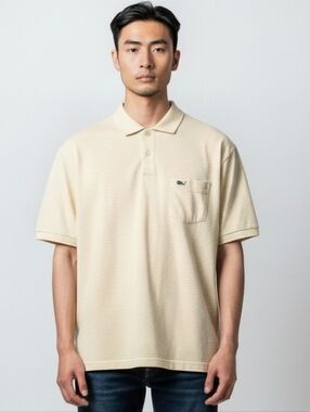 Vineyard Vines Men's Cotton Yellow Striped Polo Shirt L